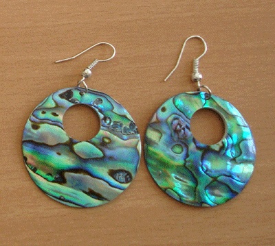 paua shell earring round