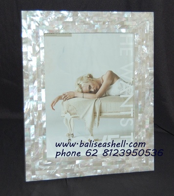 mother of pearl white shell frame photo