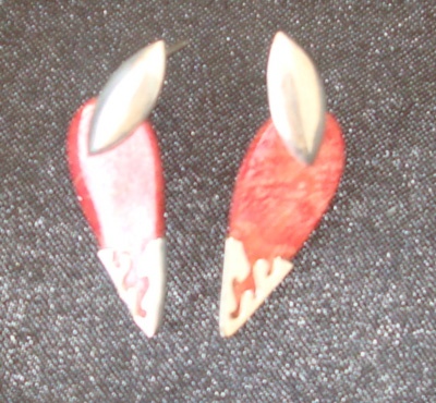 red coral with silver earring