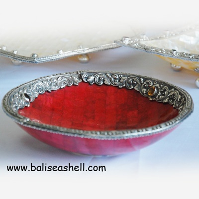red coral bowl art silver