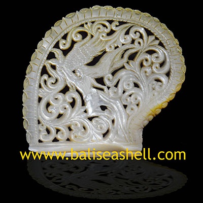 Angel Knight and Bird Seashell Carving Ornament