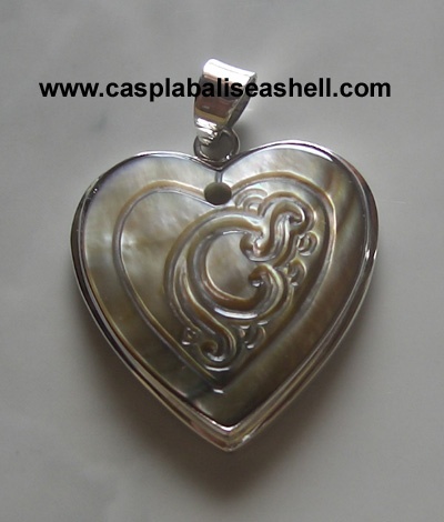 Pendant Silver With Shell Black
