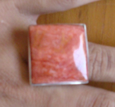 Red Coral Ring With Silver
